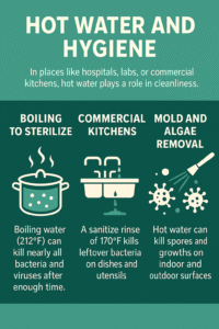 Cleaning with hot water to kill bacteria and viruses