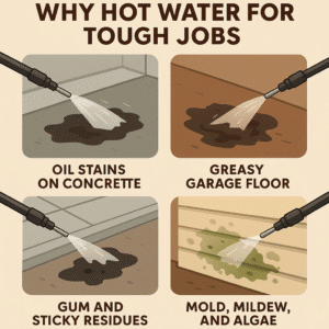 Why hot water pressure washing cleans better for tough stains