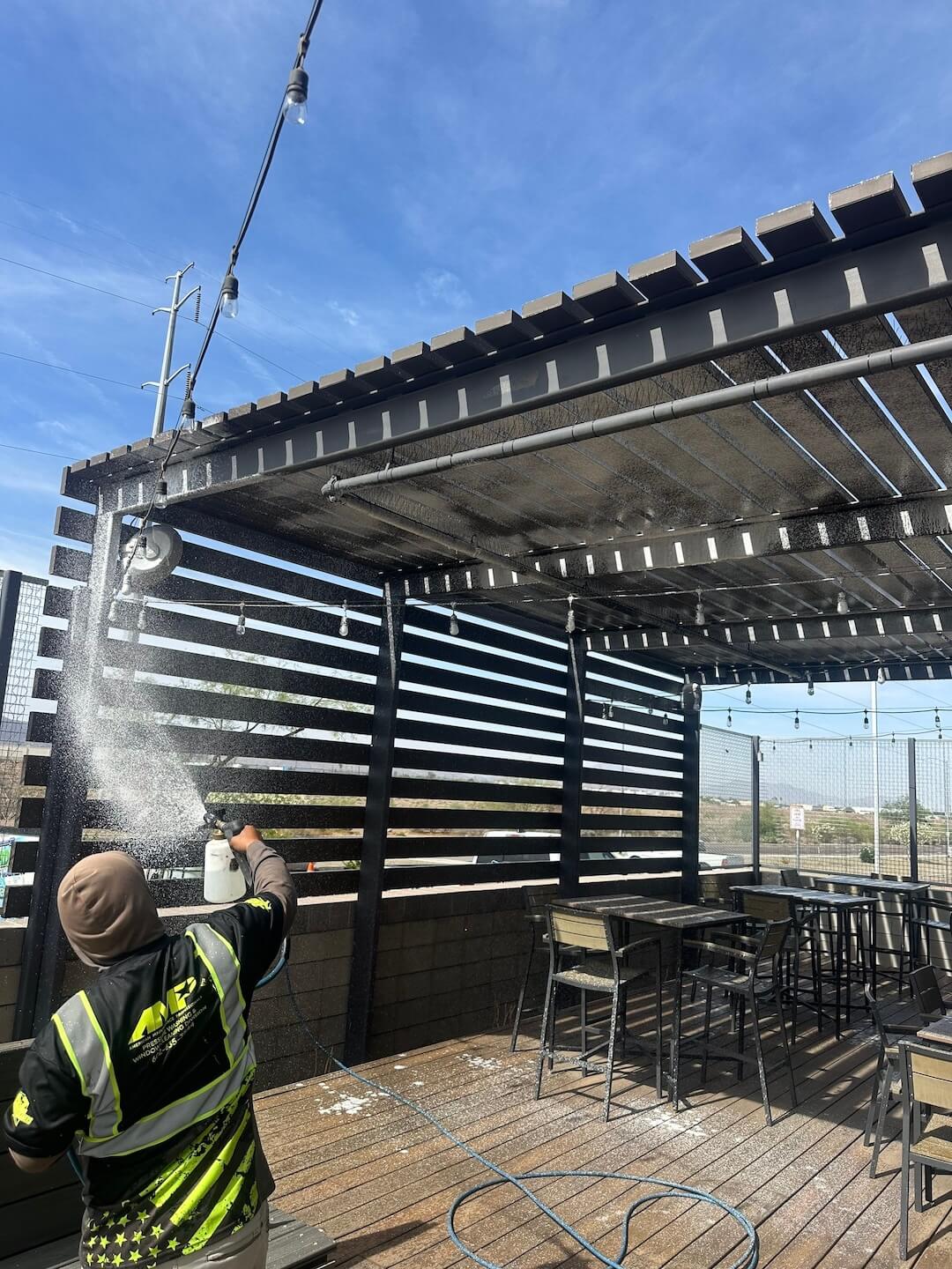 restaurant patio and awning cleaning in Tempe, AZ.