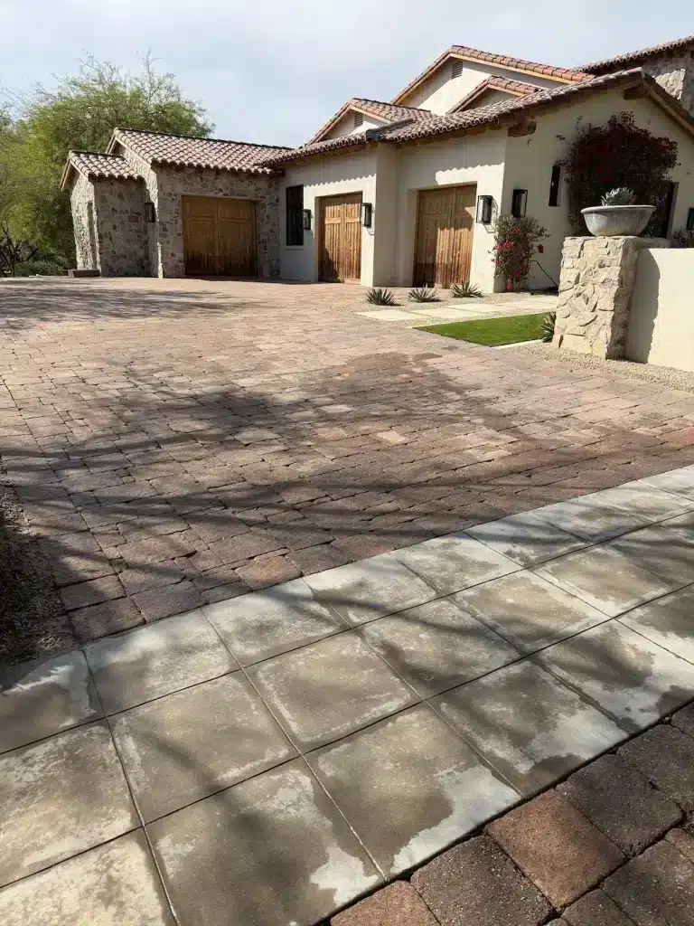pressure washing in Silverleaf Scottsdale for driveway.