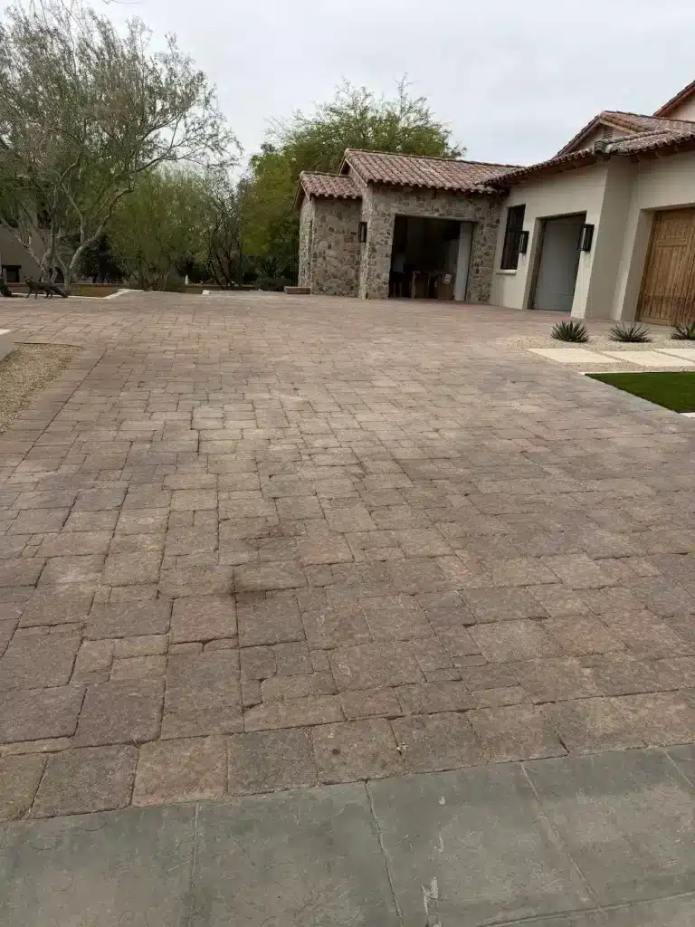 driveway pressure washing in Scottsdale Silverleaf gated community.
