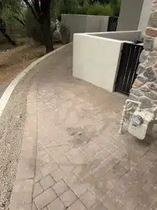 pressure washing services for stained brick walkway in North Scottsdale